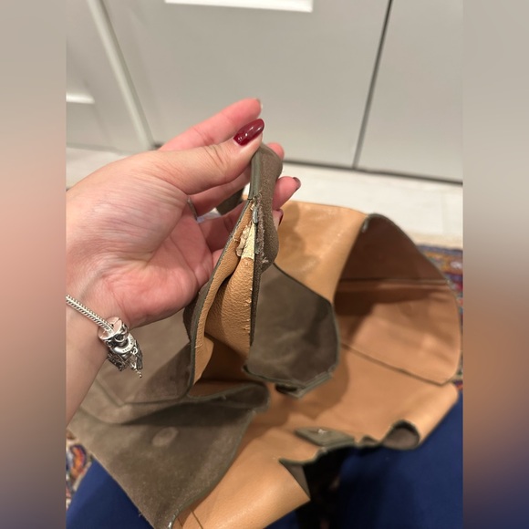 Zara Brown Taupe Cow Leather Purse Tote - Picture 14 of 15